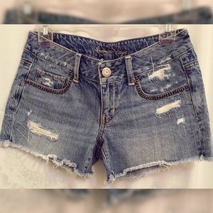 Denim High Waisted Shorts.